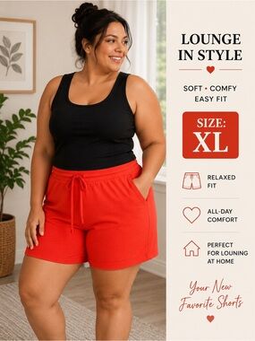 Danskin Neon Coral Drawstring Athletic Shorts XL WITH POCKETS